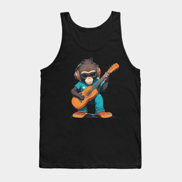 Monkey Plays Guitar Tank Top by ReaBelle